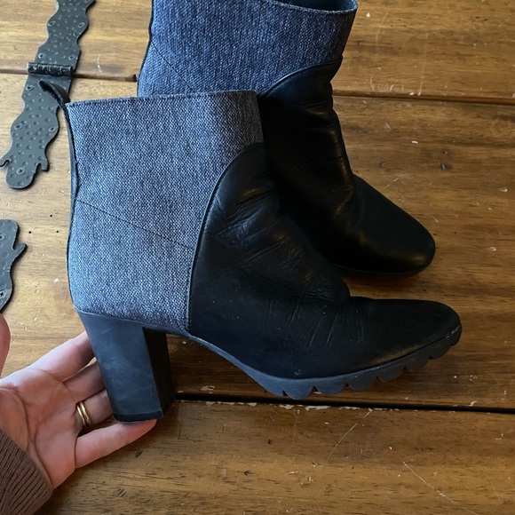 THE FLEXX Shoes - THE FLEXX Womens Leather Suede Heeled Ankle Boots Booties Black Gray Size 8 39